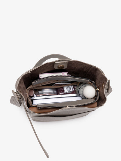 Supple Pebbled Vegan Eco-Leather Bucket Clutch Bag