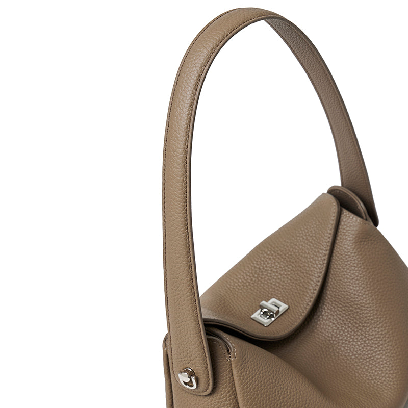 Nonchalant Lychee-Grain Genuine Leather Crossbody Hobo Bag
