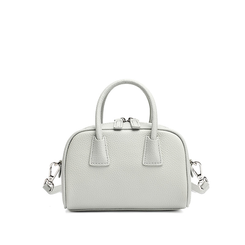 Mini borsa Boston pochette imbottita in vera pelle martellata