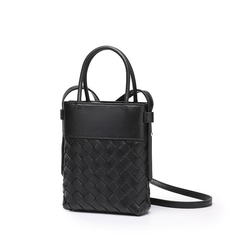 Mini borsa clutch artigianale intrecciata in vera pelle di agnello