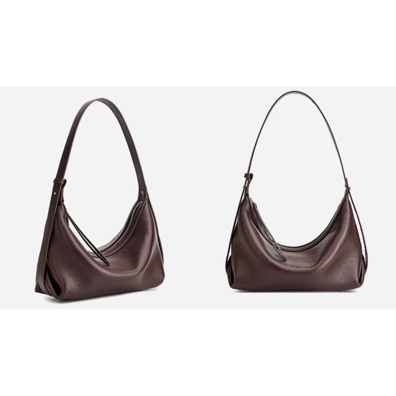 Casual Slouchy Pebbled Genuine Leather Hobo Clutch Bag