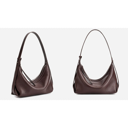 Casual Slouchy Pebbled Genuine Leather Hobo Clutch Bag