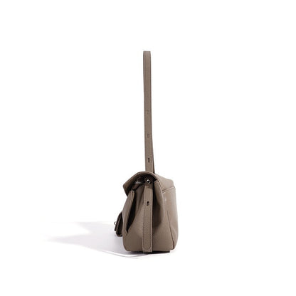 Sculptural Slouchy Genuine Leather Flap Clutch Bag with Mini Coin Pouch