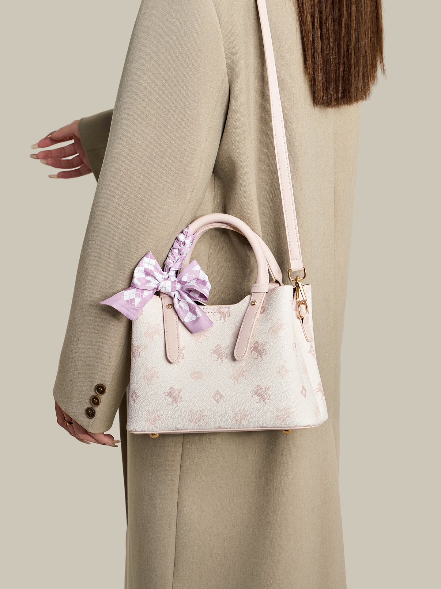 Gentle Pegasus Print Vegan Eco-Leather Clutch Bag With Silk Scarf