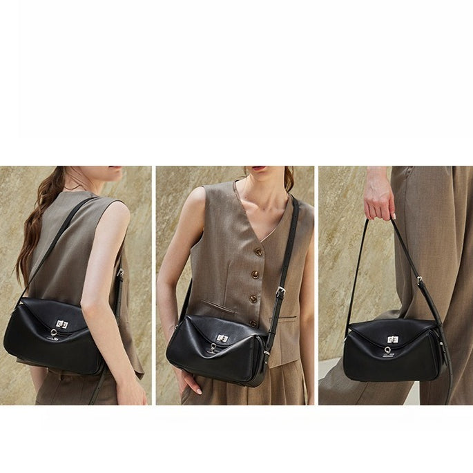 Silky Matte Genuine Leather Envelope Flap Clutch Bag