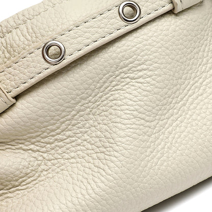 Refined Genuine Leather Petite Boston Clutch Bag with Mini Pouch