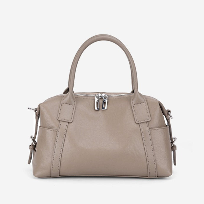 Minimalist Barrel Genuine Leather Satchel