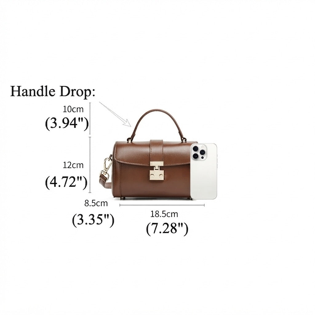 Bolso de mano tipo clutch cilíndrico de cuero genuino con estilo chic  