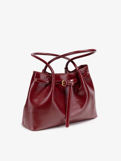 Minimalist Glossy Vegan Eco-Leather Tote Clutch Bag