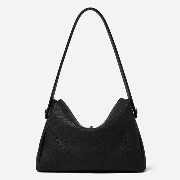 Nonchalant Lychee-Grain Genuine Leather Crossbody Hobo Bag