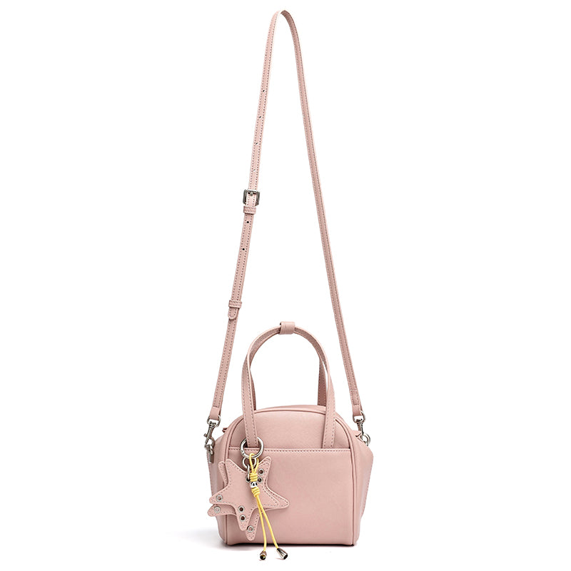Geantă clutch Boston mini, mică și șic, din piele naturală, cu accesoriu jucăuș în formă de stea