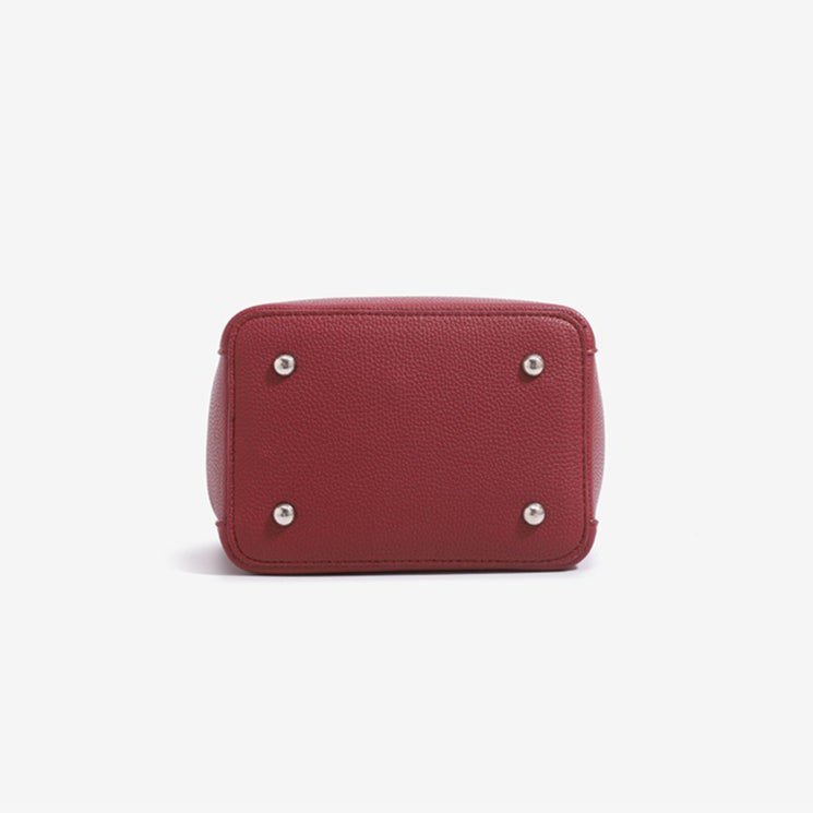Minimalist Vegan Eco-Leather Mini Bucket Clutch Bag with Lovely Dog Charm