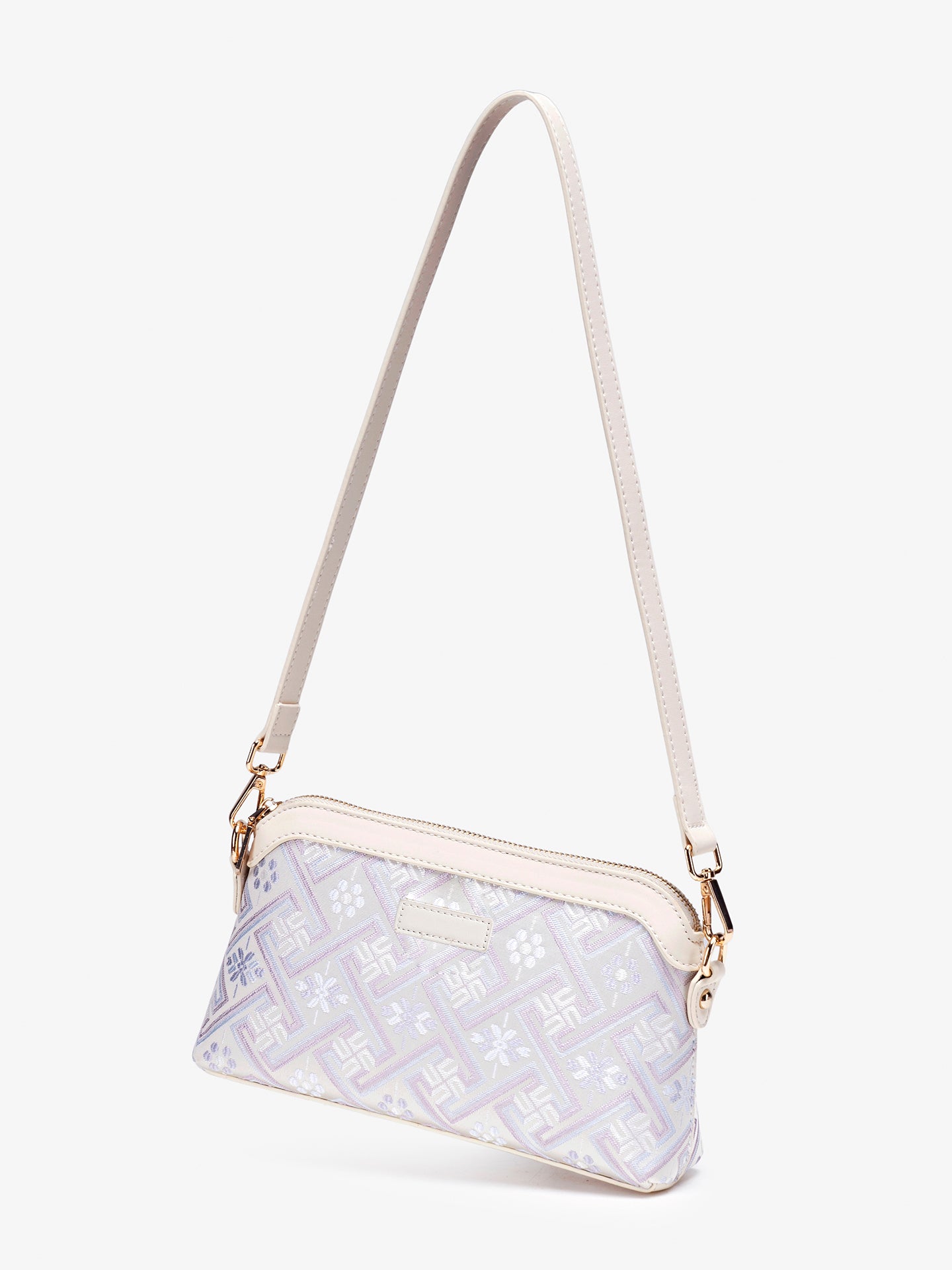 Pastel Oriental Jacquard Vegan Eco-Leather Mini Clutch Bag