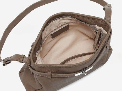 The Parisian Slouchy Genuine Leather Bag - Belted Pebble Leather Hobo