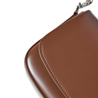 Minimalist Vintage Genuine Leather Baguette Saddle Bag