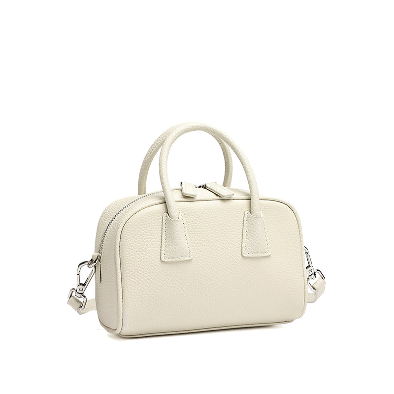 Mini borsa Boston pochette imbottita in vera pelle martellata