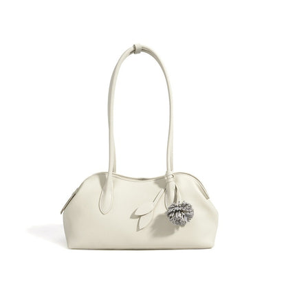 Minimalist Supple Genuine Leather Curved Clutch Bag with Playful Charm