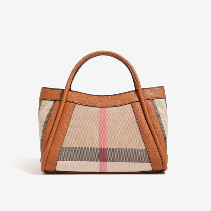 Sophisticated British Plaid Vegan Eco-Leather Tote Clutch Bag