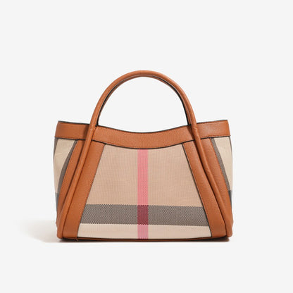 Sophisticated British Plaid Vegan Eco-Leather Tote Clutch Bag