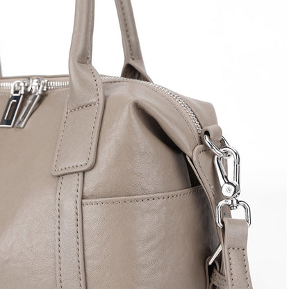 Minimalist Barrel Genuine Leather Satchel