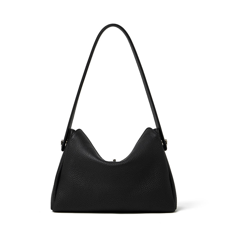 Nonchalant Lychee-Grain Genuine Leather Crossbody Hobo Bag