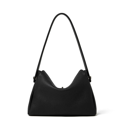Nonchalant Lychee-Grain Genuine Leather Crossbody Hobo Bag