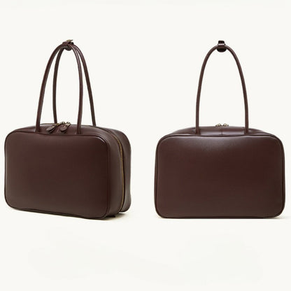 Women's Large Smooth Genuine Leather Bag - Versatile 2-Way Carry Office Work Tote