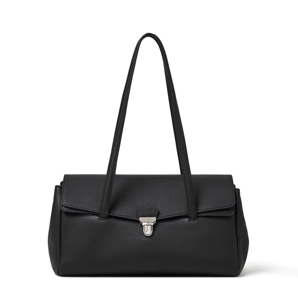 Sac pochette fourre-tout en cuir véritable à texture grainée grain de riz élégante