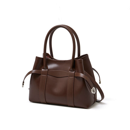 Ampia borsa tote a tracolla in pelle bovina semplice di lusso italiano