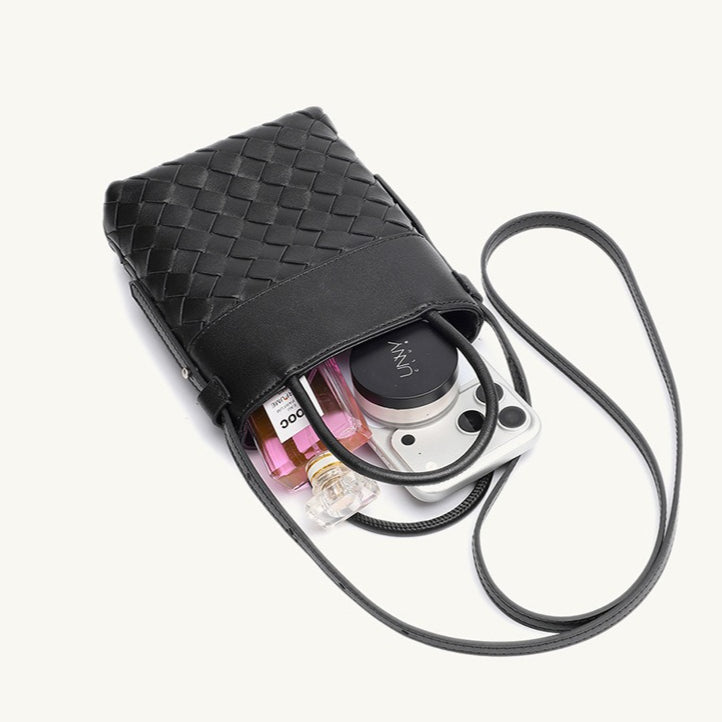 Artisan Woven Genuine Lambskin Leather Mini Clutch Bag