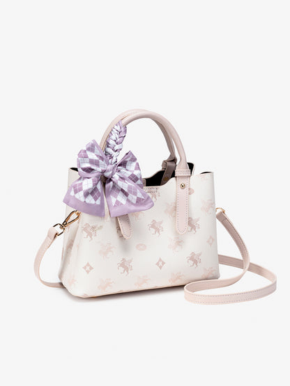 Gentle Pegasus Print Vegan Eco-Leather Clutch Bag With Silk Scarf