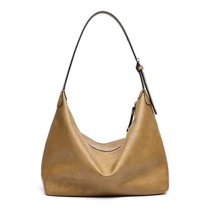 Supple Slouchy Genuine Leather Crescent Hobo Clutch Bag
