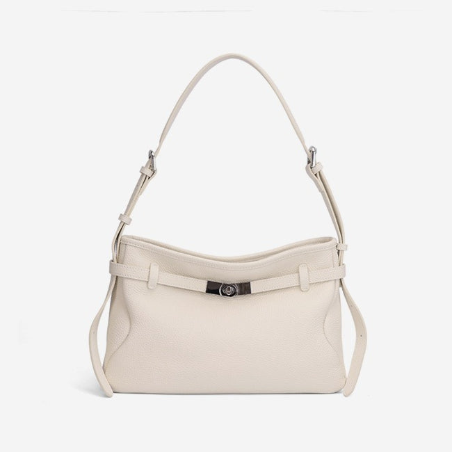 The Parisian Slouchy Genuine Leather Bag - Belted Pebble Leather Hobo