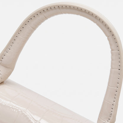Borsa a tracolla minimalista in vera pelle effetto coccodrillo con manico