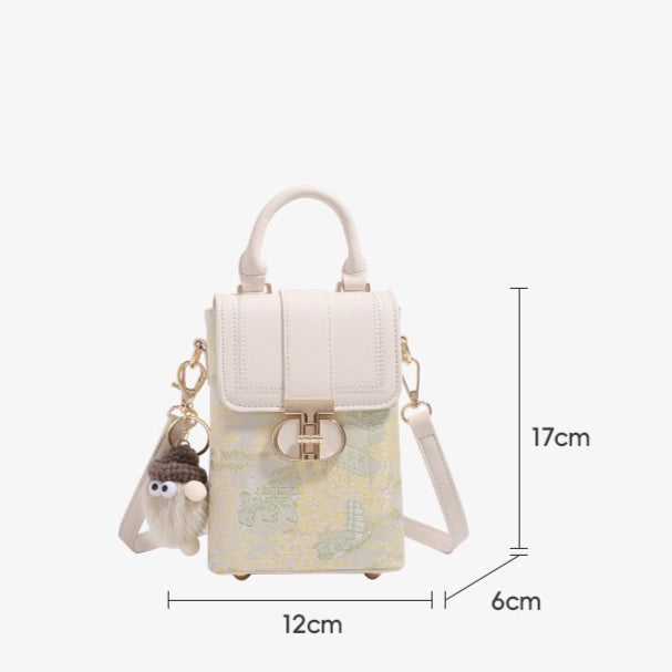 Elegant Oriental Garden Vegan Eco-Leather Mini Clutch Phone Bag