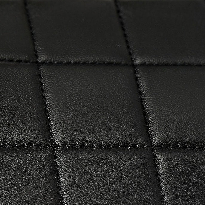Classic Quilted Sheepskin Genuine Leather Chain Mini Tote Clutch Bag