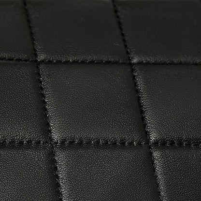 Classic Quilted Sheepskin Genuine Leather Chain Mini Tote Clutch Bag
