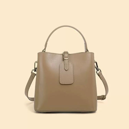Large Capacity Women's Genuine Leather Bucket Crossbody Handbag