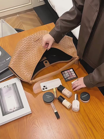 Gewebte Pendlertasche aus echtem Leder für Damen