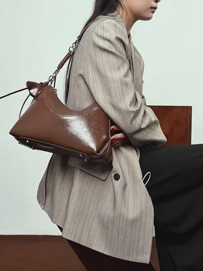 Bolso Hobo de Cuero Genuino para Mujer con Correa Anudada y Detalle de Lazo