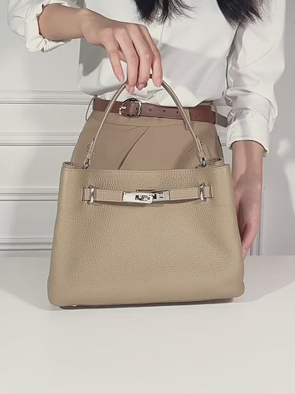 Sleek Genuine Leather Satchel Clutch Bag