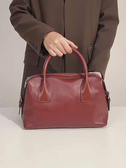 Pebbled Leather Convertible Satchel with Top Handles