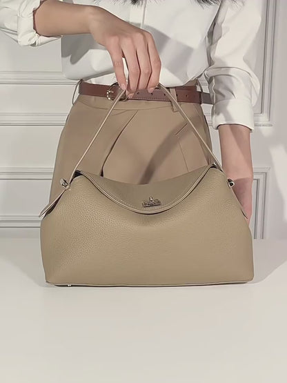 Slouchy Pebbled Genuine Leather Pillow Flip Clutch Bag