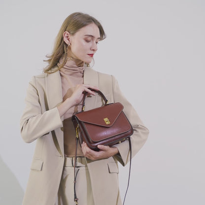 Borsa a tracolla postina da donna in vera pelle, elegante