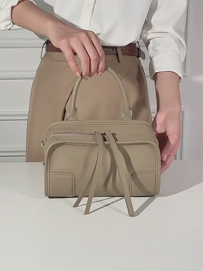 Chic Genuine Leather Boston Clutch Bag