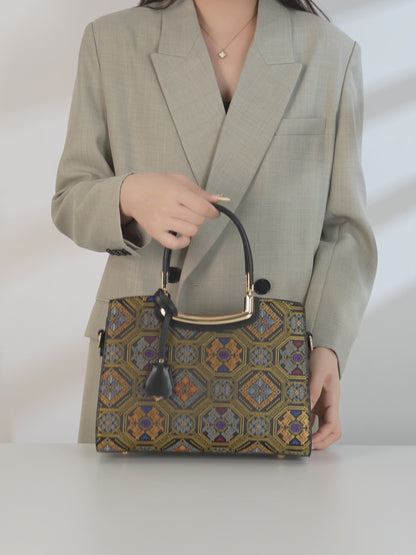 Luxurious Vegan Eco-Leather Jacquard Clutch Bag