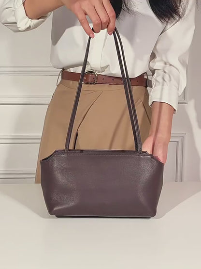 Minimalist Genuine Lambskin Leather Baguette Clutch Bag