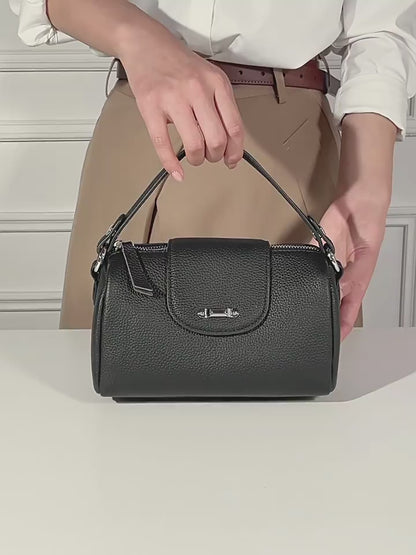 Modern Genuine Leather Cylindrical Barrel Clutch Bag