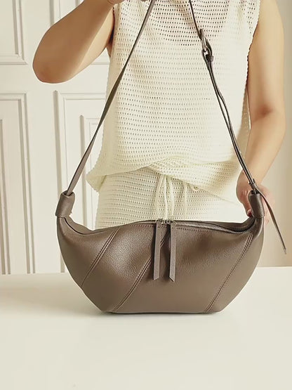 Effortless Genuine Leather Crossbody Dumpling Bag