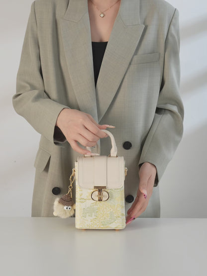 Elegant Oriental Garden Vegan Eco-Leather Mini Clutch Phone Bag
